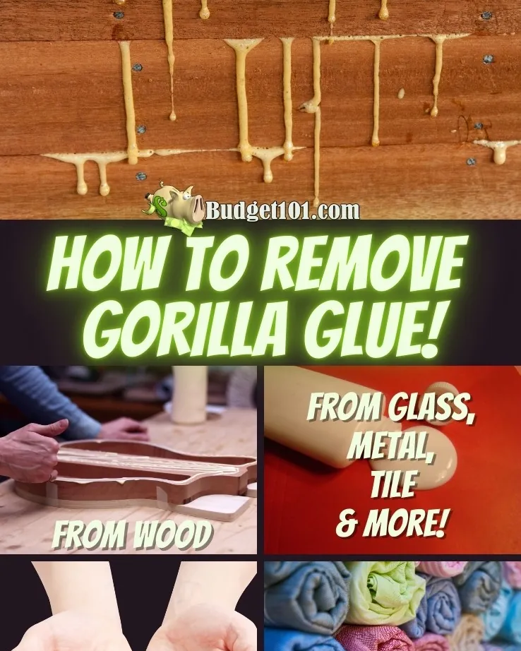 Carefully using a plastic scraper to safely remove dried adhesive from a wooden surface.