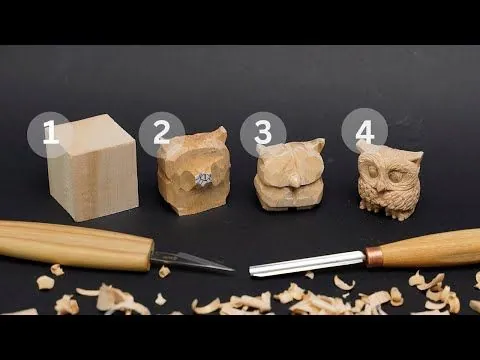 Close-up of a basswood block demonstrating basic wood carving techniques and clean cuts.
