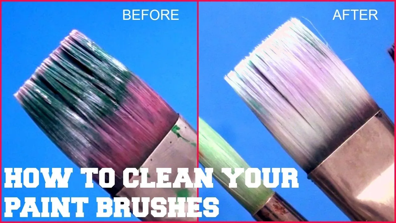Gently swirling a paint brush in soapy water to remove acrylic paint.