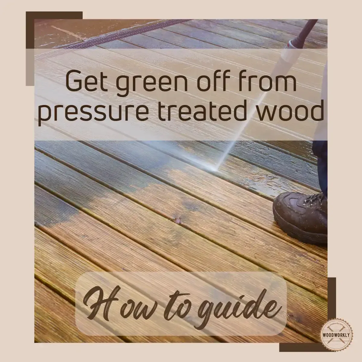 Severely damaged wooden deck board with deep cracks and fuzzy black mold.