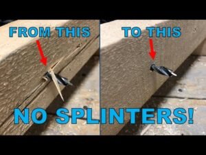 A sharp brad-point drill bit positioned to drill a hole in wood without splintering.