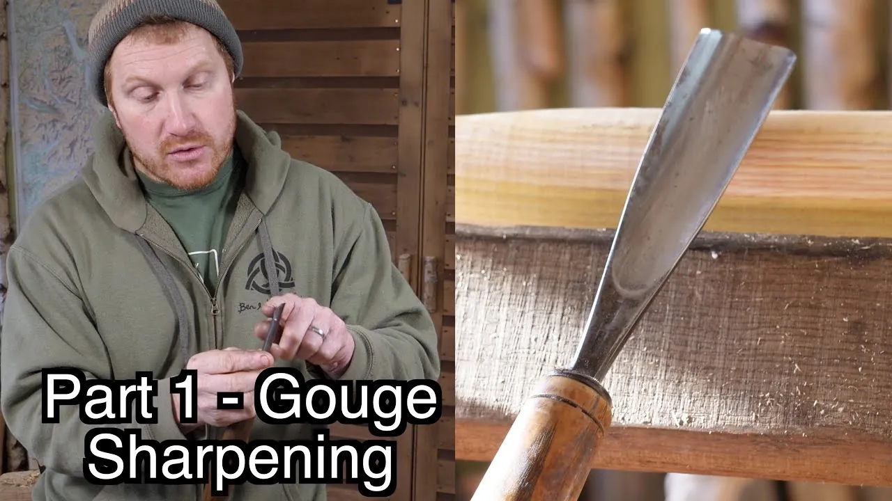 Using a slip stone to hone the inner flute of a curved woodturning gouge.