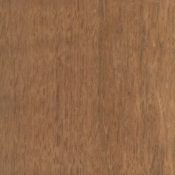Various wood finishing products displayed next to finished Jatoba wood samples.