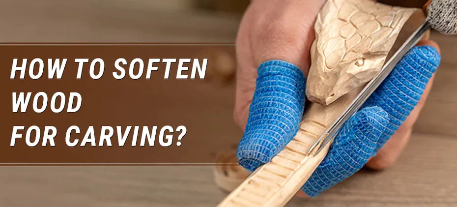 A wooden block soaks in a glass container to soften fibers for easier carving.